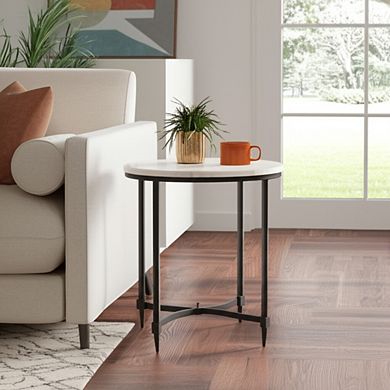 19.5 in. Circle Marble Contemporary Frame End Table