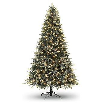 Realistic Pre-Lit Nordic Spruce Artificial Christmas Tree with Metal Stand, Home & Office Decor