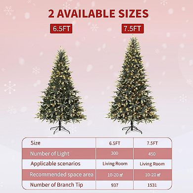 Realistic Pre-Lit Nordic Spruce Artificial Christmas Tree with Metal Stand, Home & Office Decor