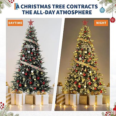 Realistic Pre-Lit Nordic Spruce Artificial Christmas Tree with Metal Stand, Home & Office Decor