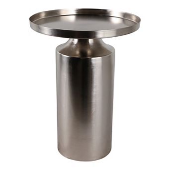 14 in Circle Iron Brushed Metallic Surface End Table