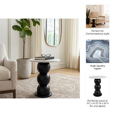 18 in. Round Marble End Table with Bubble Base