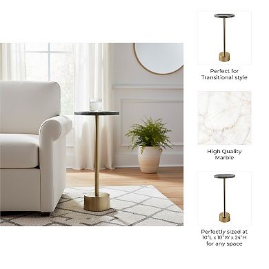 10 in. Round Stone Top Malachite End Table