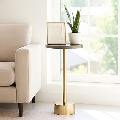 10 in. Round Stone Top Malachite End Table