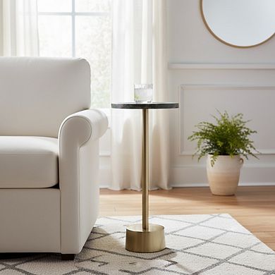 10 in. Round Stone Top Malachite End Table