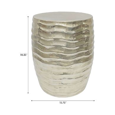 15.75 in. Circle Aluminum Wavy Drum End Table