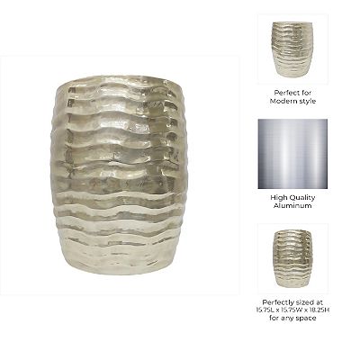 15.75 in. Circle Aluminum Wavy Drum End Table