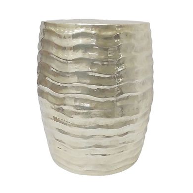 15.75 in. Circle Aluminum Wavy Drum End Table