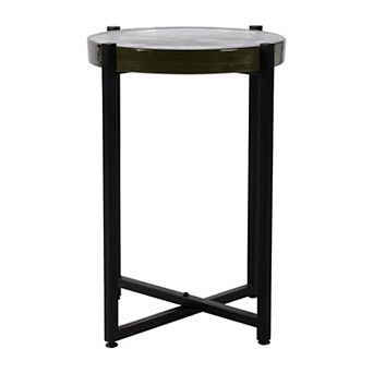 17 in Round Glass Accent Table