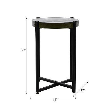 17 in. Round Glass Accent Table