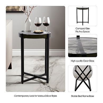 17 in. Round Glass Accent Table