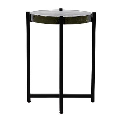 17 in. Round Glass Accent Table