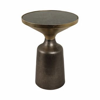 15 in Round Marble End Table with Metal Base