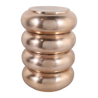 14 in Circle Aluminum Polished Drum End Table