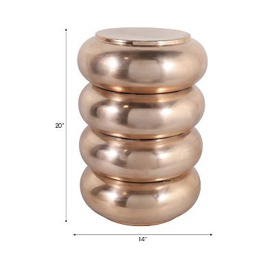 14 in. Circle Aluminum Polished Drum End Table