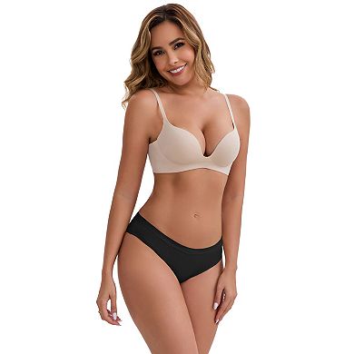 Women's Low-Waisted Hip Lifting Underwear Thread Cotton Comfortable Basic Briefs 5 Packs