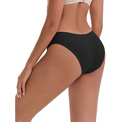 Women's Low-Waisted Hip Lifting Underwear Thread Cotton Comfortable Basic Briefs 5 Packs