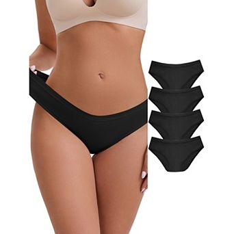 Women's Low-Waisted Hip Lifting Underwear Thread Cotton Comfortable Basic Briefs 5 Packs