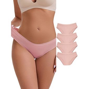 Women's Low-Waisted Hip Lifting Underwear Thread Cotton Comfortable Basic Briefs 5 Packs