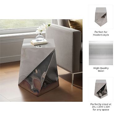 20 in. Square Metal Twisted Geometric End Table