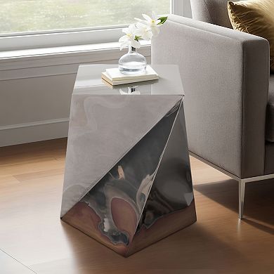 20 in. Square Metal Twisted Geometric End Table