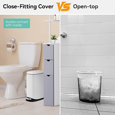 Stainless Steel 3.2 Gal Trash Can, Soft-Close & Fingerprint-Resistant for Kitchen, Office, Bath.