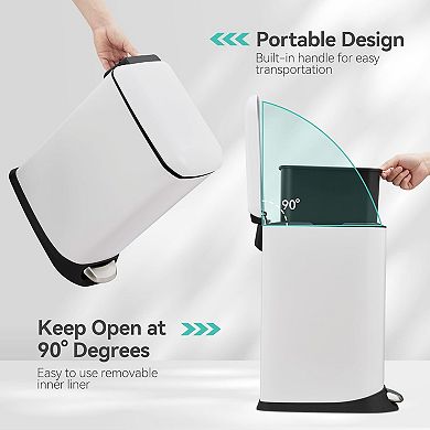 Stainless Steel 3.2 Gal Trash Can, Soft-Close & Fingerprint-Resistant for Kitchen, Office, Bath.