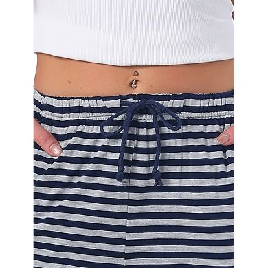 Women's Stripe Pajama Shorts Soft Lightweight Drawstring Pajama Bottoms Lounge Shorts with Pockets