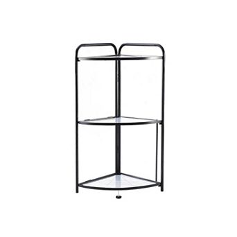 3 tier Assembled Black Foldable Corner Shelving Unit