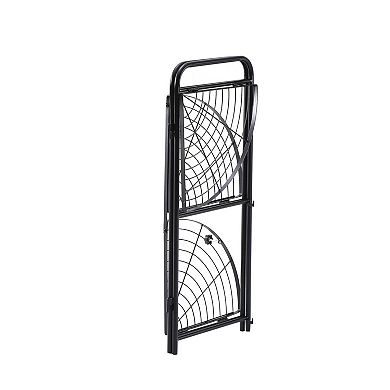 3 Tier Assembled Black Foldable Corner Shelving Unit