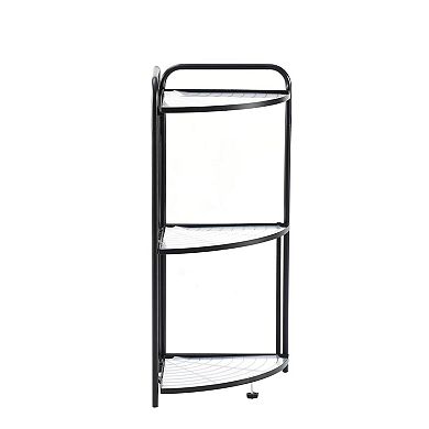 3 Tier Assembled Black Foldable Corner Shelving Unit