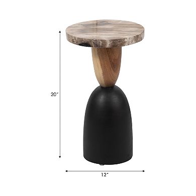 12 in. Round Inspired Suar Wood End Table