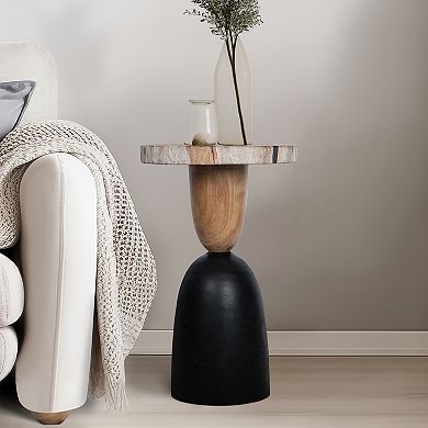 12 in. Round Inspired Suar Wood End Table