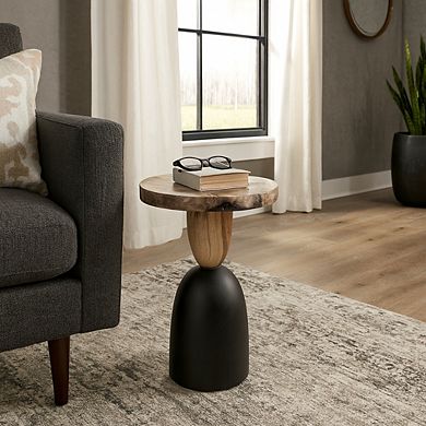12 in. Round Inspired Suar Wood End Table