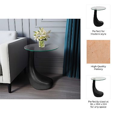 18 in. Round Glass Golf Club Base End Table