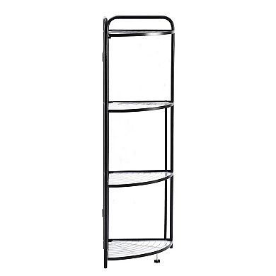 4 Tier Assembled Black Foldable Corner Shelving Unit