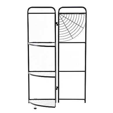 4 Tier Assembled Black Foldable Corner Shelving Unit