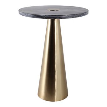 16 in Round Marble Modern Cone Base Top End Table