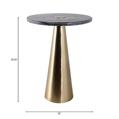 16 in. Round Marble Modern Cone Base Top End Table