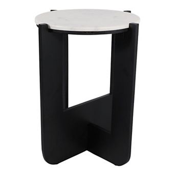16 in Round Marble Criss-Cross Base End Table