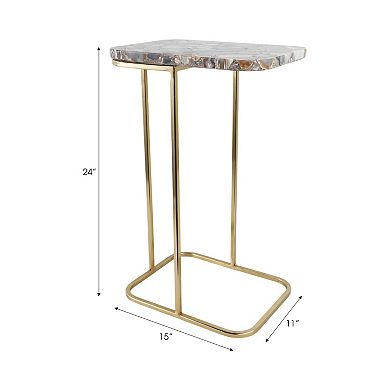 15 in. Rectangle Stone Agate Top Contemporary End Table