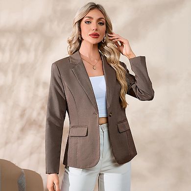 Women's Casual Business Blazer One Button Office Work Suit Jackets