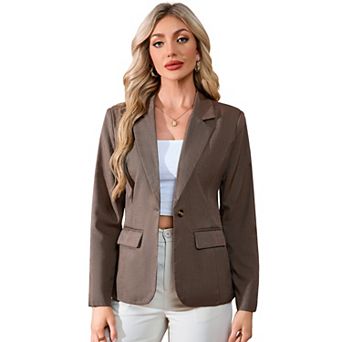 Women's Casual Business Blazer One Button Office Work Suit Jackets