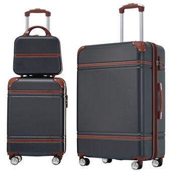 Hardside 3 pc Spinner Luggage Set with Cosmetic Case and TSA Lock