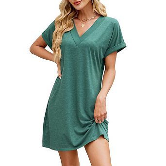 Women's Summer Dresses V Neck Short Sleeve Sundresses Casual Swing Mini Dress
