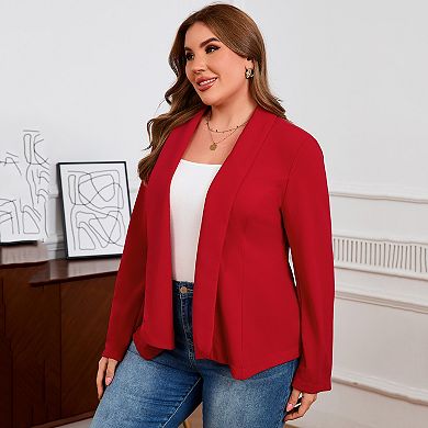 Women Plus Size Casual Blazers Lapel Long Sleeve Suit Jackets
