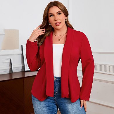 Women Plus Size Casual Blazers Lapel Long Sleeve Suit Jackets