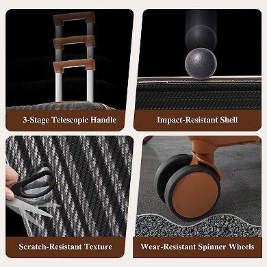 Hardside 6-Piece Carry-On Luggage Set ABS Suitcase with Spinner Wheels