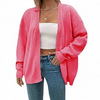 Women Plus Size Sweater Long Sleeve Casual Knit Cardigans