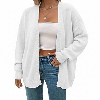 Women Plus Size Sweater Long Sleeve Casual Knit Cardigans